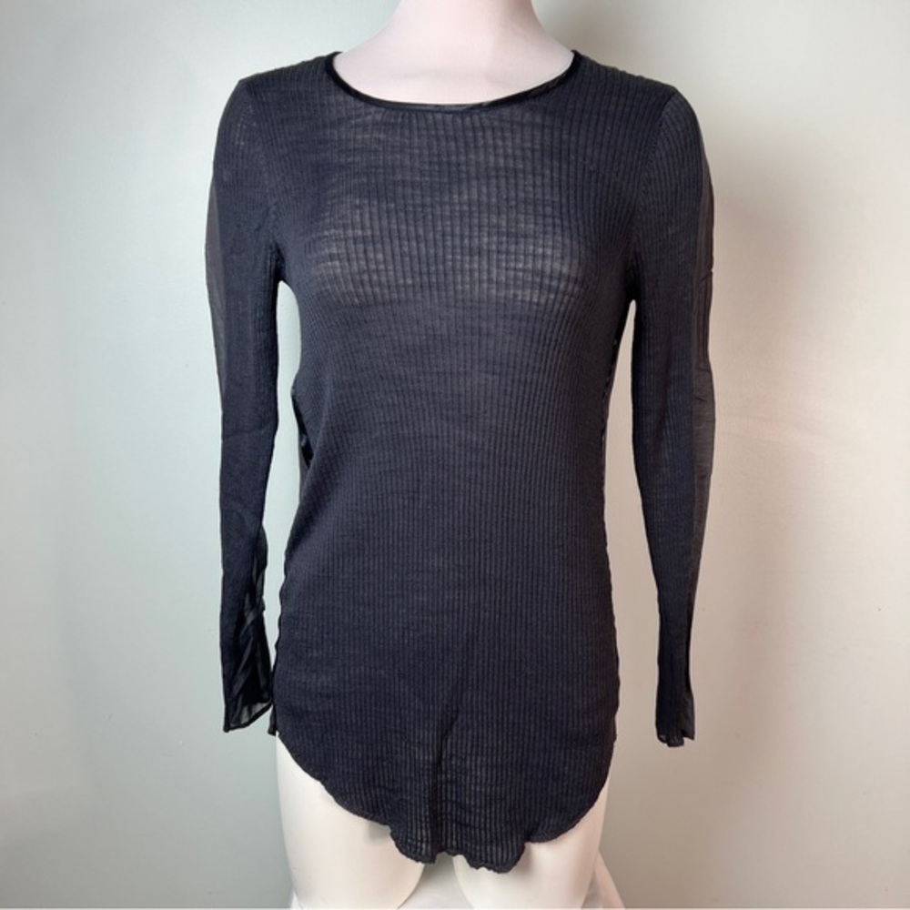Etcetera Charcoal Ribbed Long Sleeve Sweater